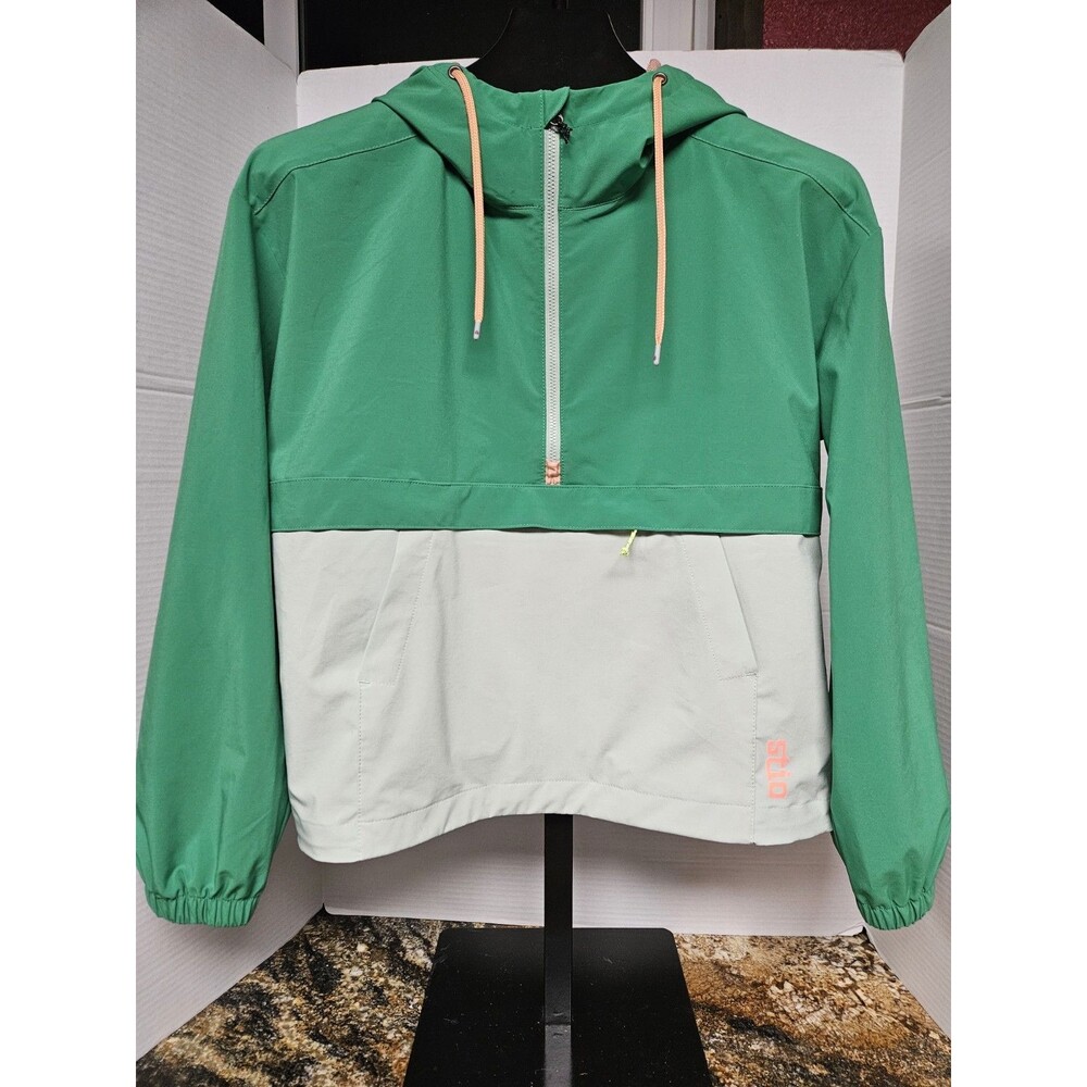 Stio Windbreaker Jacket Light Weight Long Sleeve Green And White NWOT Size S